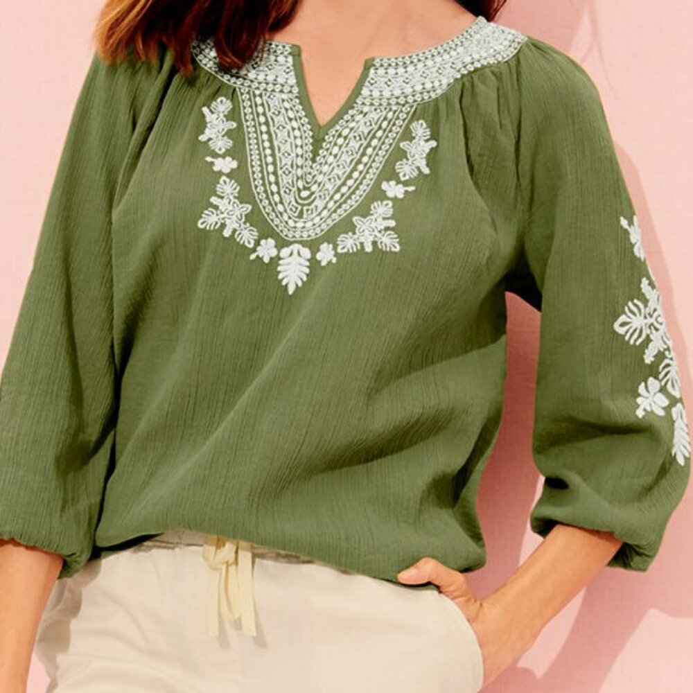 Talbots Embroidered Gauze Top (1X)